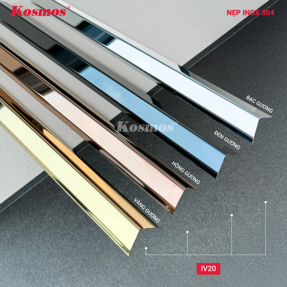 Bộ nẹp v inox 304 mã IV20X20 Kosmos