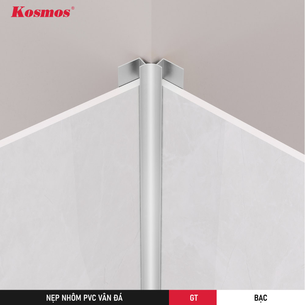 GT-B là nẹp góc trong màu bạc cho tấm ốp PVC vân đá