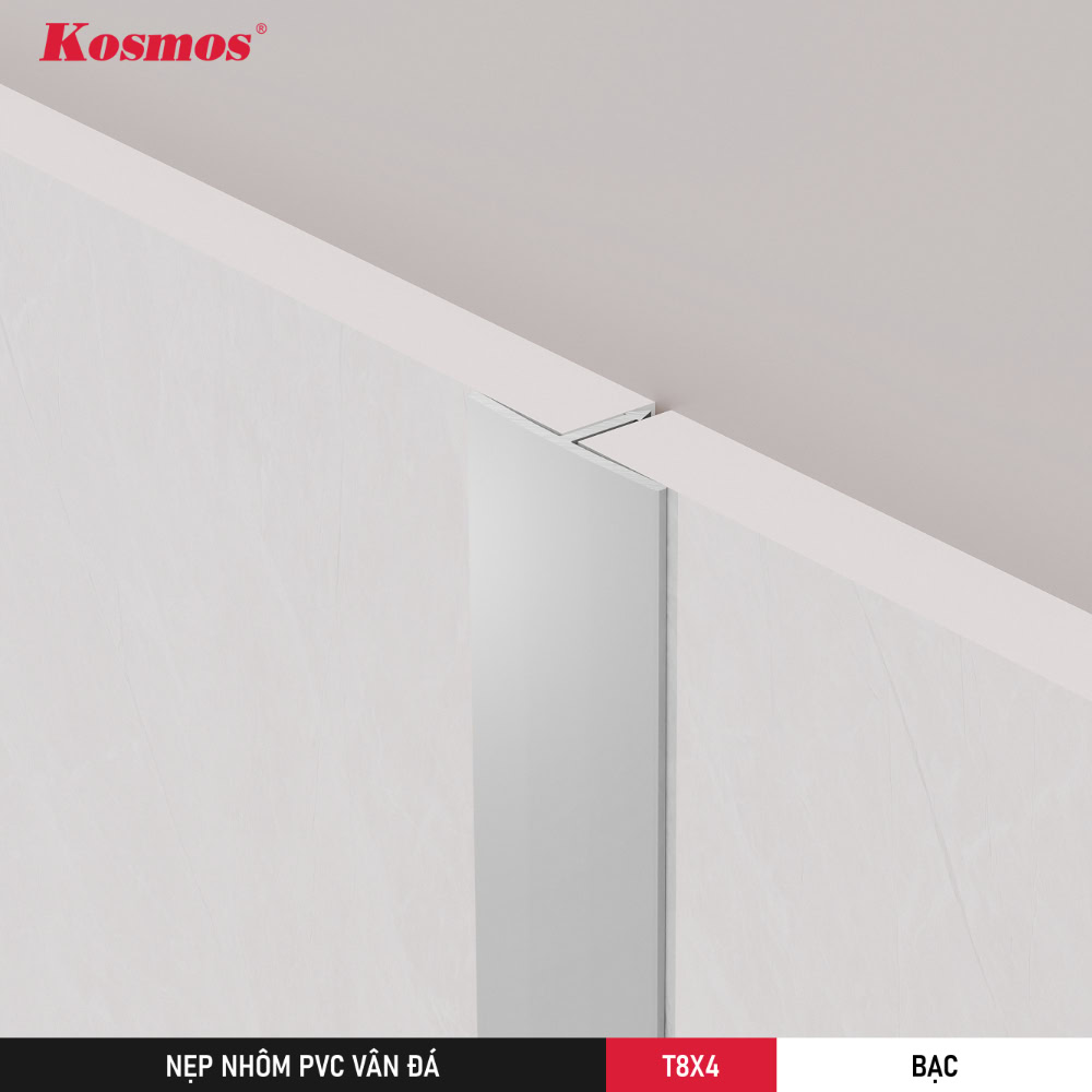 Hình lắp đặt nẹp T8X4 màu bạc
