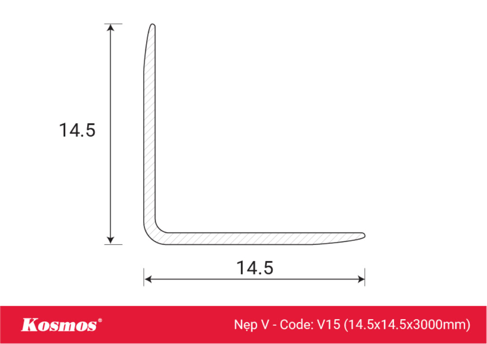 Mặt cắt nẹp nhôm tấm ốp than tre mã V15