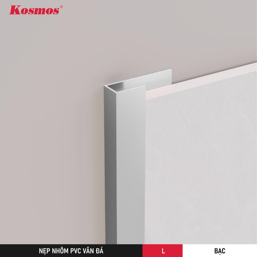 Nẹp L-B ốp điểm kết thúc tấm PVC vân đá để che mép cắt và tạo viền thẩm mỹ