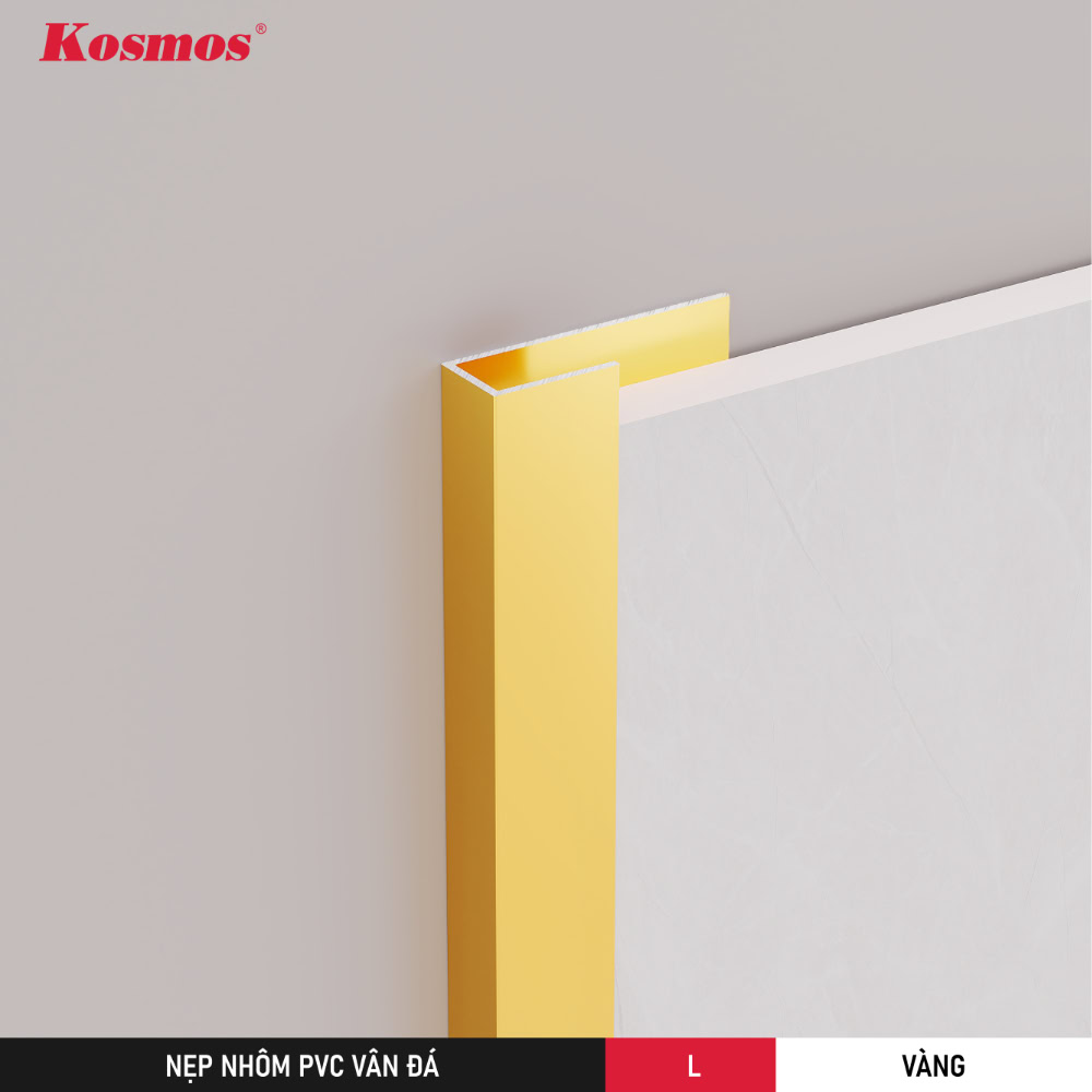 Nẹp L-V ốp điểm kết thúc tấm PVC vân đá để che mép cắt và tạo viền thẩm mỹ