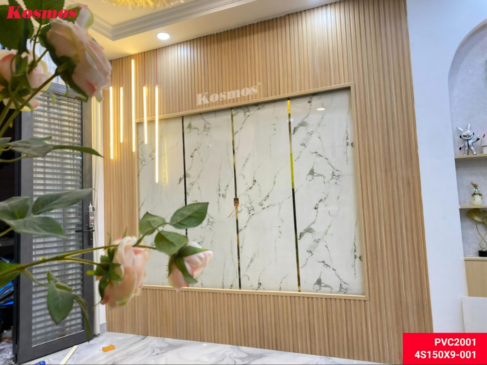 Nẹp nhôm kết hợp tấm nhựa PVC nâng cao thẩm mỹ vách nội thất