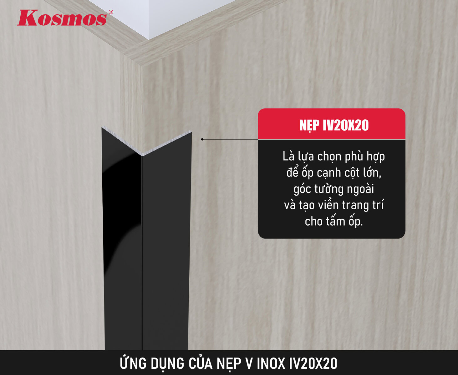 Aplicación de tira en forma de V de acero inoxidable de 20x20 mm Aplicación de tira en forma de V de acero inoxidable de 20x20 mm