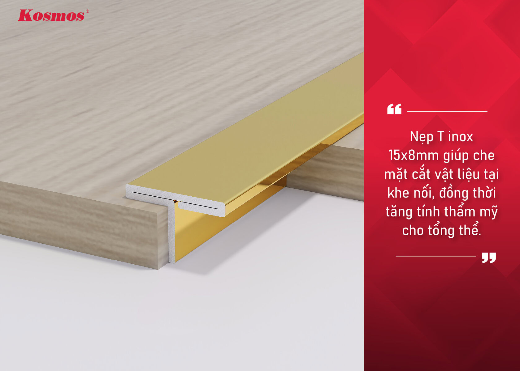 Ứng dụng nẹp T inox 15x8mm