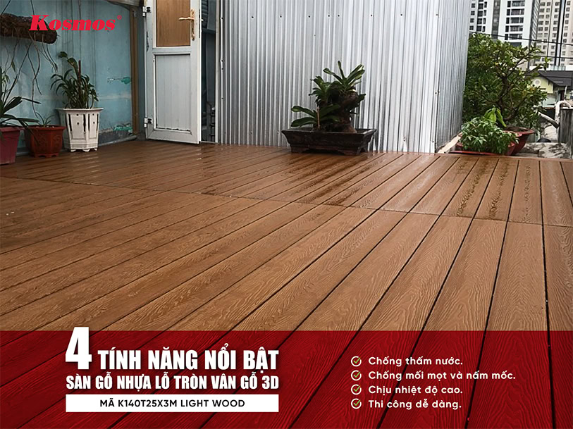 4 tính năng nổi bật của sàn gỗ nhựa lỗ tròn vân gỗ 3D
