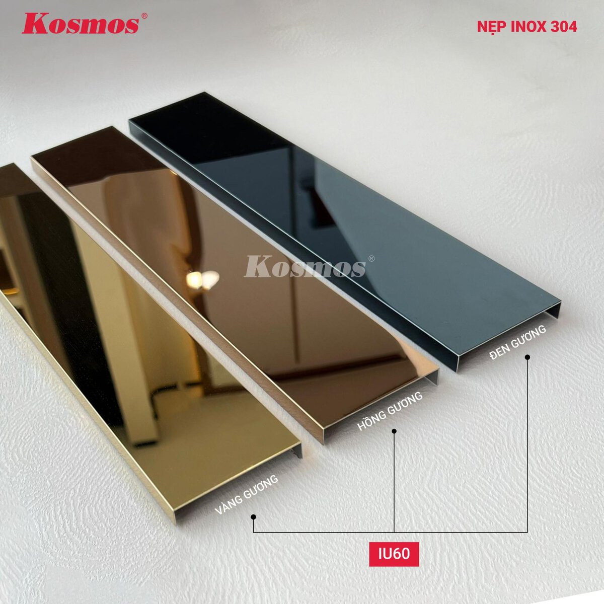 Bộ nẹp inox 304 dòng U60 của Kosmos Việt Nam 