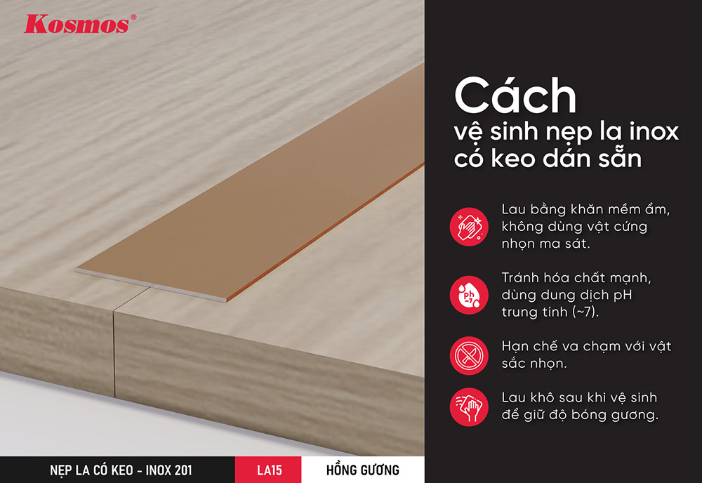 Cách thi công nẹp la có keo dán sẵn LA15-HG