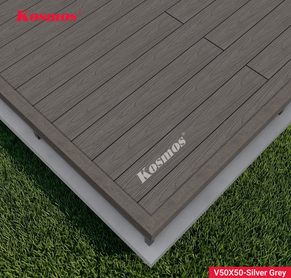 Nẹp V gỗ nhựa 2 da V50X50 Silver Grey