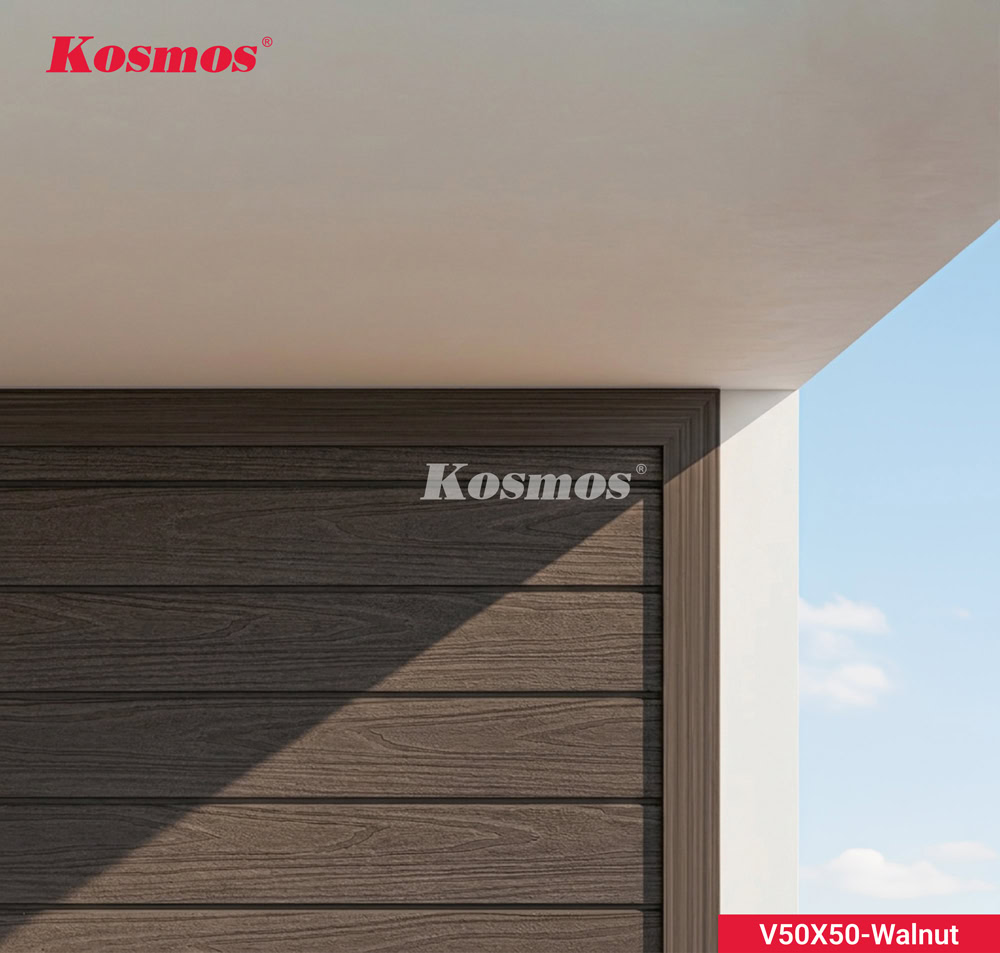 Nẹp V gỗ nhựa 2 da V50X50 Walnut