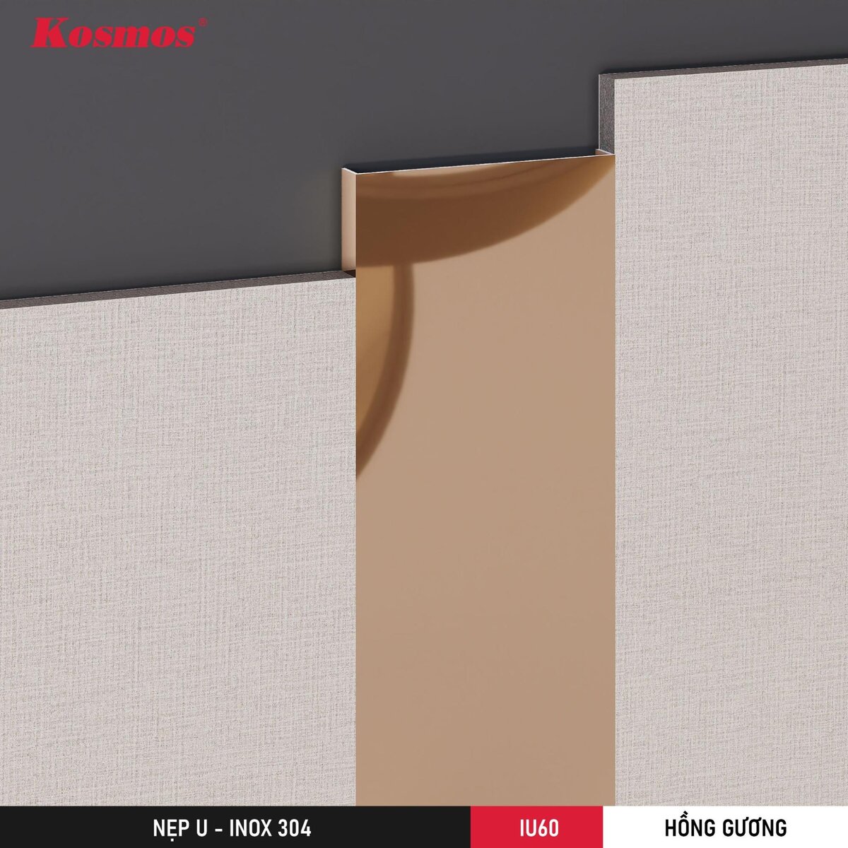 Hình lắp đặt nẹp U60 hồng gương 