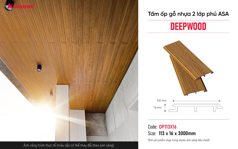 Hình ứng dụng lam sóng gỗ nhựa phủ ASA OP113X16 Deepwood Hình ứng dụng lam sóng gỗ nhựa phủ ASA OP113X16 Deepwood
