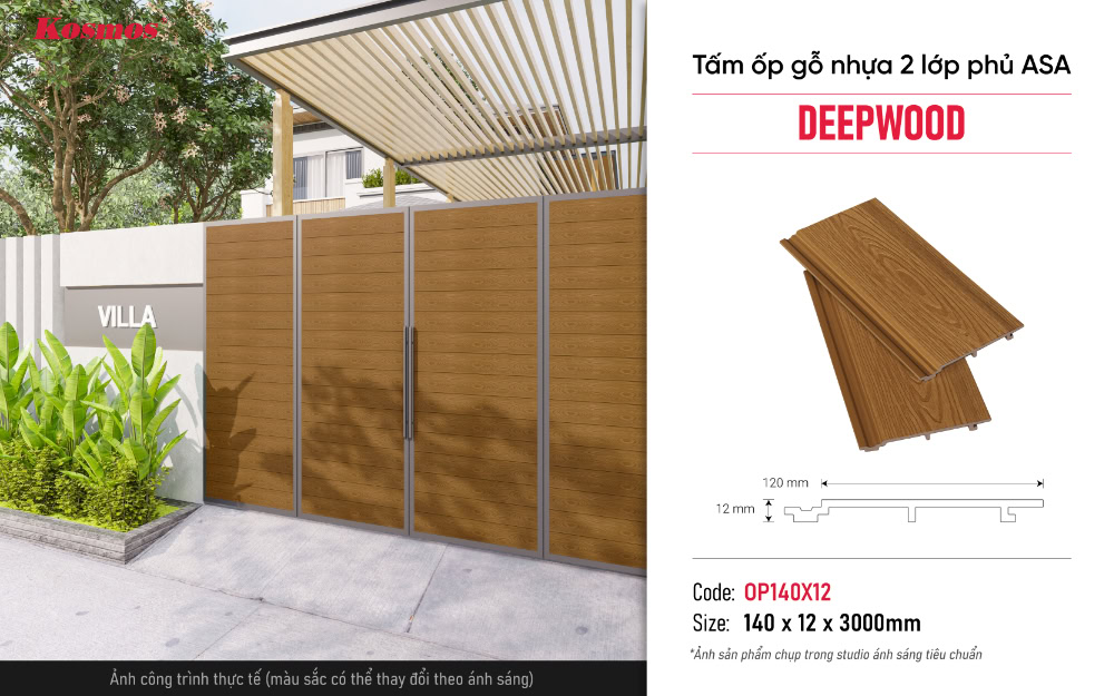 Hình ứng dụng tấm ốp gỗ nhựa phủ ASA OP140X12 Deepwood Hình ứng dụng tấm ốp gỗ nhựa phủ ASA OP140X12 Deepwood