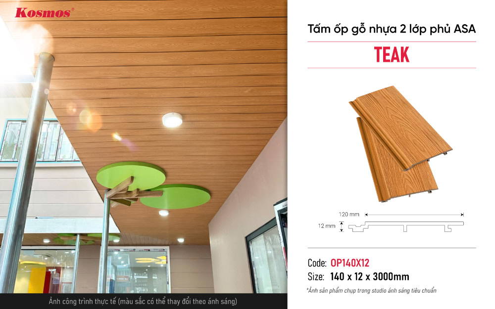 Hình ứng dụng tấm ốp gỗ nhựa phủ ASA OP140X12 Teak Hình ứng dụng tấm ốp gỗ nhựa phủ ASA OP140X12 Teak