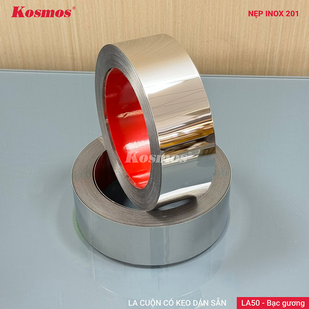LA50-BG là nẹp la inox màu bạc gương (trắng gương) LA50-BG là nẹp la inox màu bạc gương (trắng gương)