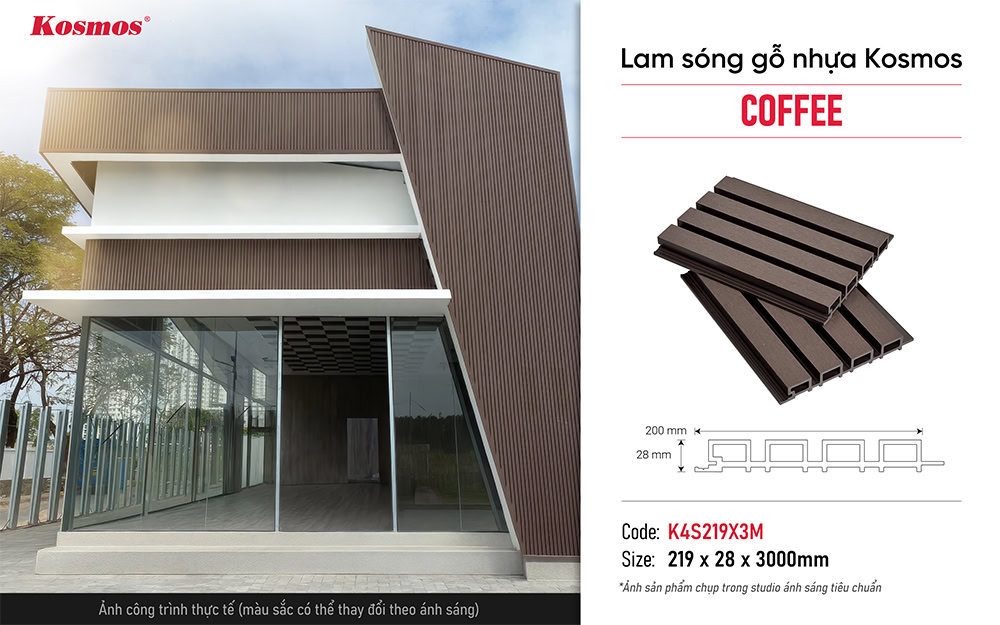 Hình ứng dụng lam sóng gỗ nhựa K4S219X3M Coffee Hình ứng dụng lam sóng gỗ nhựa K4S219X3M Coffee
