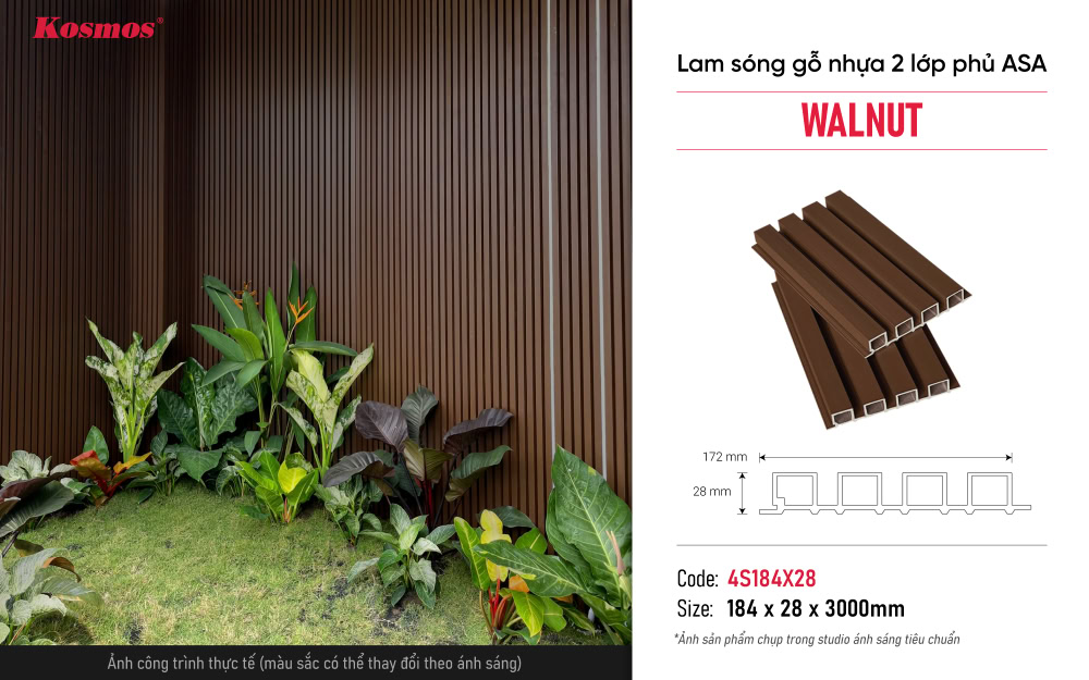 Hình ứng dụng lam sóng gỗ nhựa phủ ASA 4S184X28 Walnut Hình ứng dụng lam sóng gỗ nhựa phủ ASA 4S184X28 Walnut