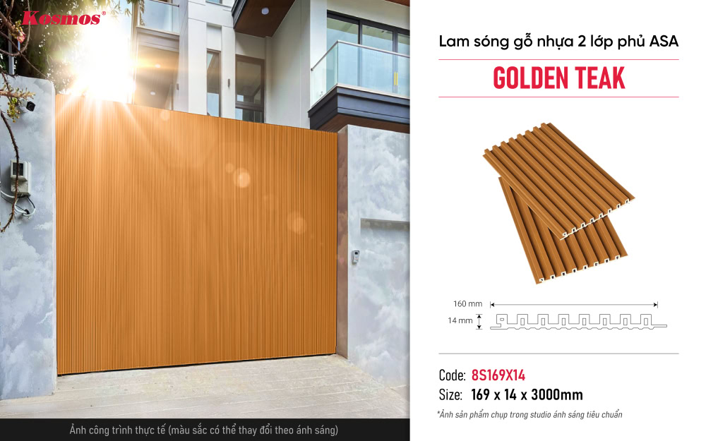 Hình ứng dụng lam sóng gỗ nhựa phủ ASA 8S169X14 Golden Teak Hình ứng dụng lam sóng gỗ nhựa phủ ASA 8S169X14 Golden Teak