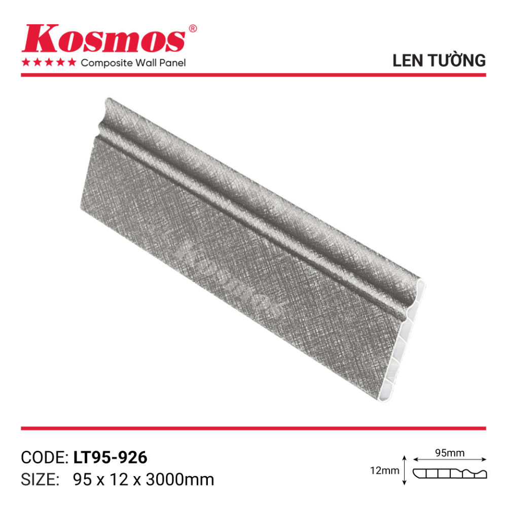 Len chân tường kim loại xám bạc xước mã LT95-926 Len chân tường kim loại xám bạc xước mã LT95-926