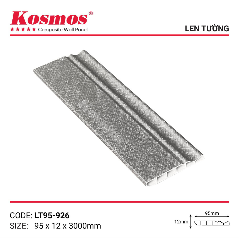 Len chân tường kim loại xám bạc xước mã LT95-926