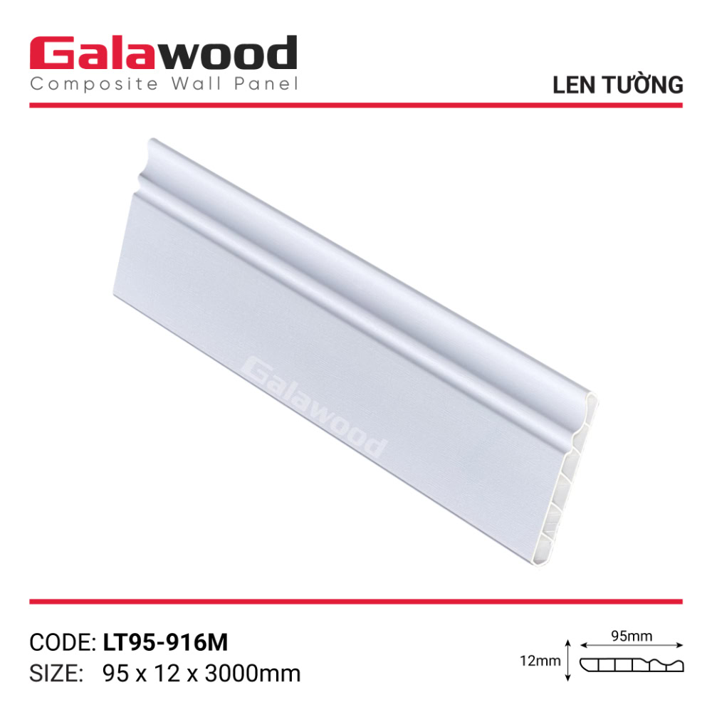 Len chân tường LT95-916M màu trắng vân giấy
