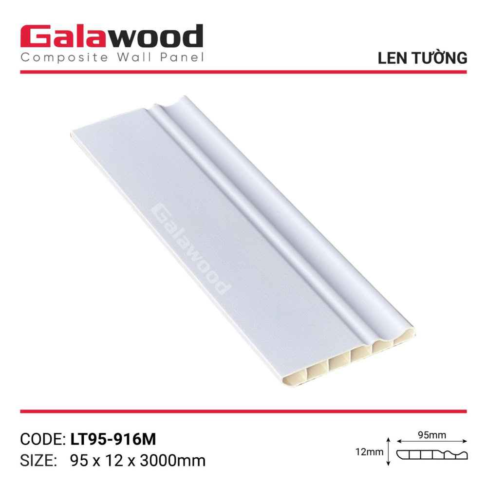 Len chân tường LT95-916M màu trắng vân giấy