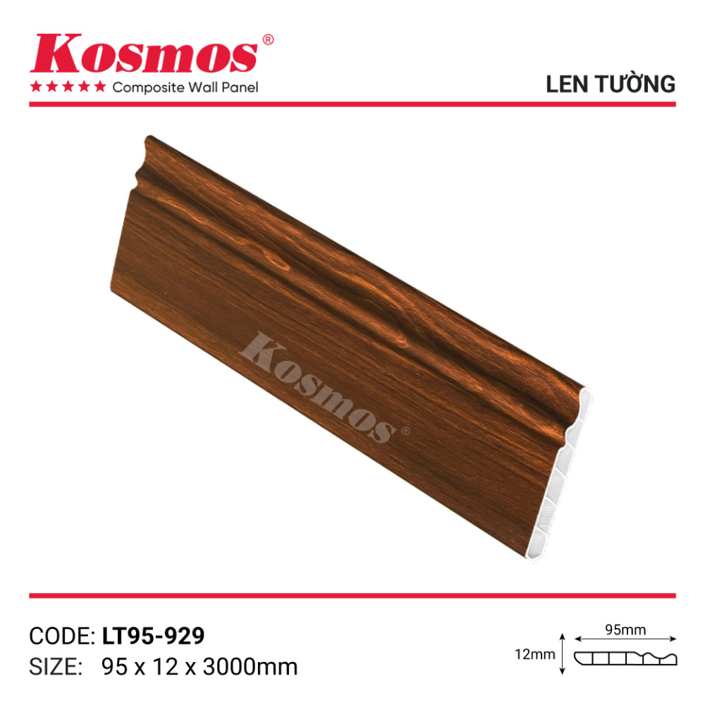 Len chân tường nâu vân gỗ mã LT95-929
