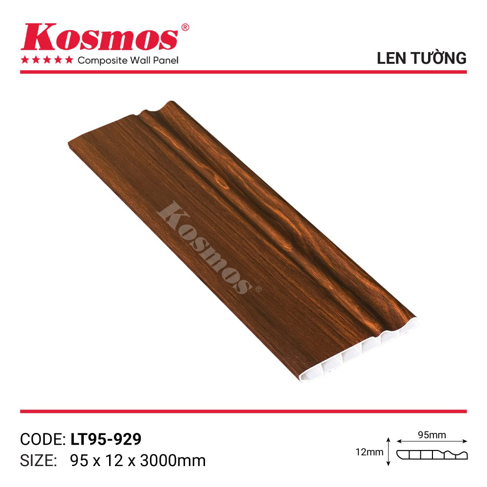 Len chân tường nâu vân gỗ mã LT95-929