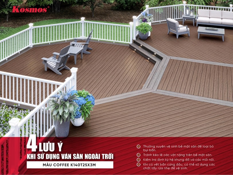 4 lưu ý khi sử dụng ván sàn ngoài trời K140T25X3M màu Coffee 4 lưu ý khi sử dụng ván sàn ngoài trời K140T25X3M màu Coffee