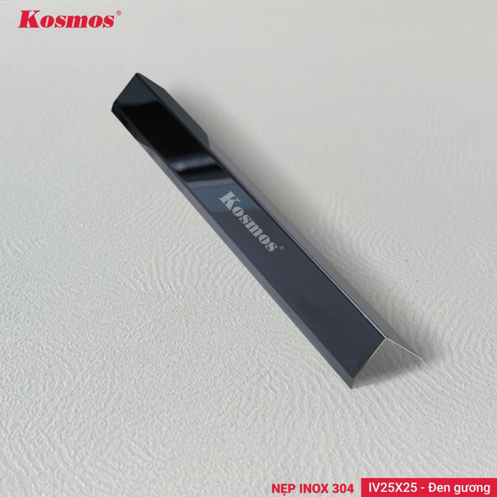 Nẹp IV25X25-DG là nẹp chữ V kích thước 25x25mm, làm từ inox 304, bề mặt mạ PVD màu đen gương 