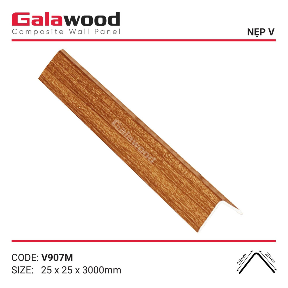 Nẹp V thương hiệu Galawood mã V-907M màu đỏ cam
