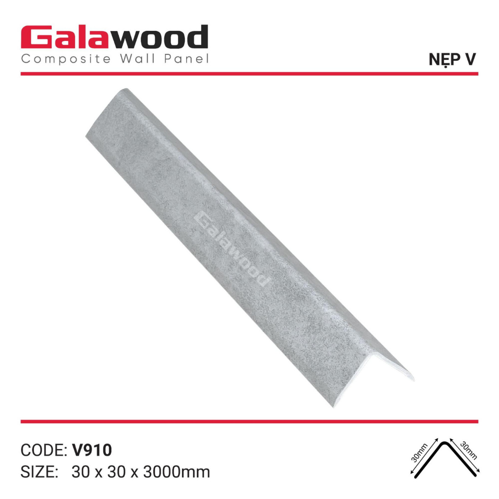 Nẹp V vân giấy xám nhạt mã V-910