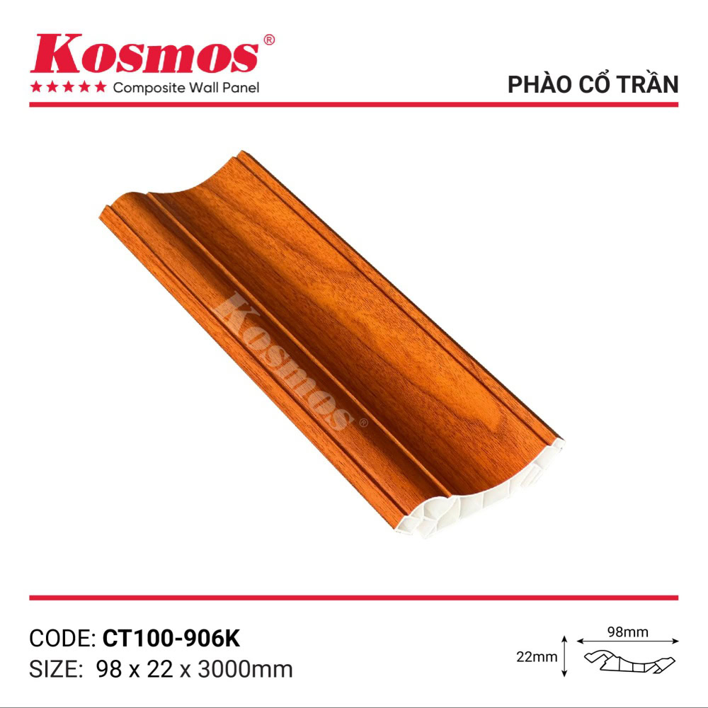 Phào cổ trần SPC CT100-906K đỏ cam vân gỗ Phào cổ trần SPC CT100-906K đỏ cam vân gỗ
