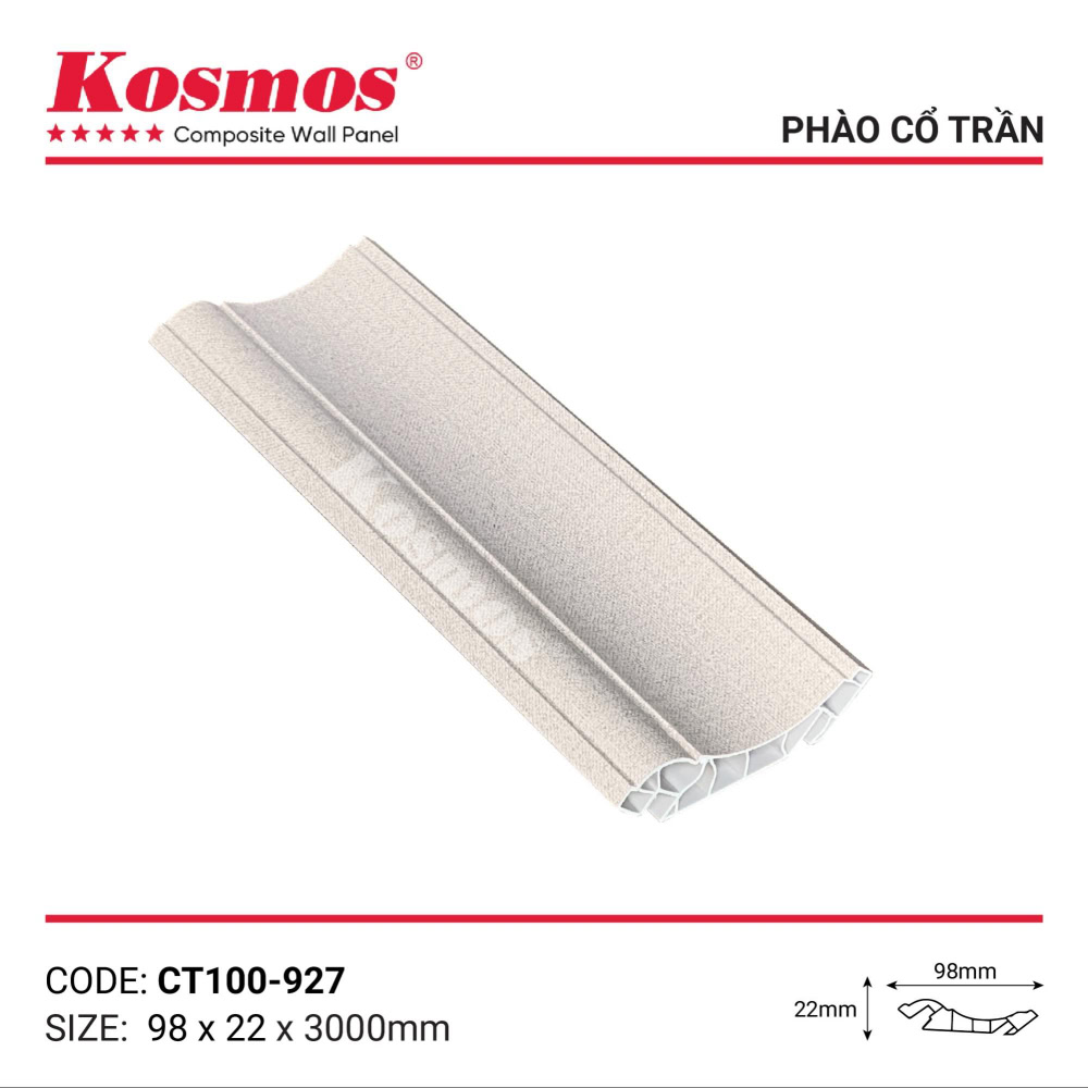 Phào cổ trần SPC vân vải kem mã CT100-927
