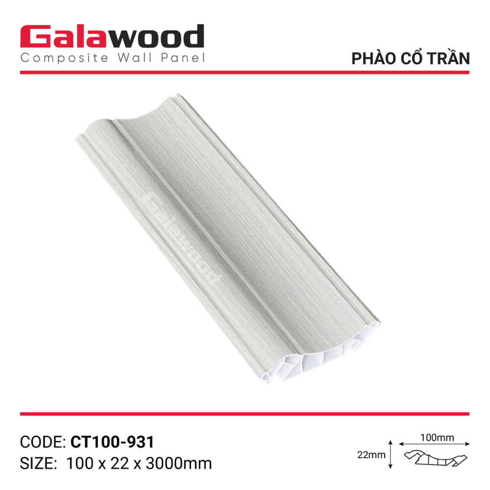Phào cổ trần trắng kem vân sọc mã CT100-931