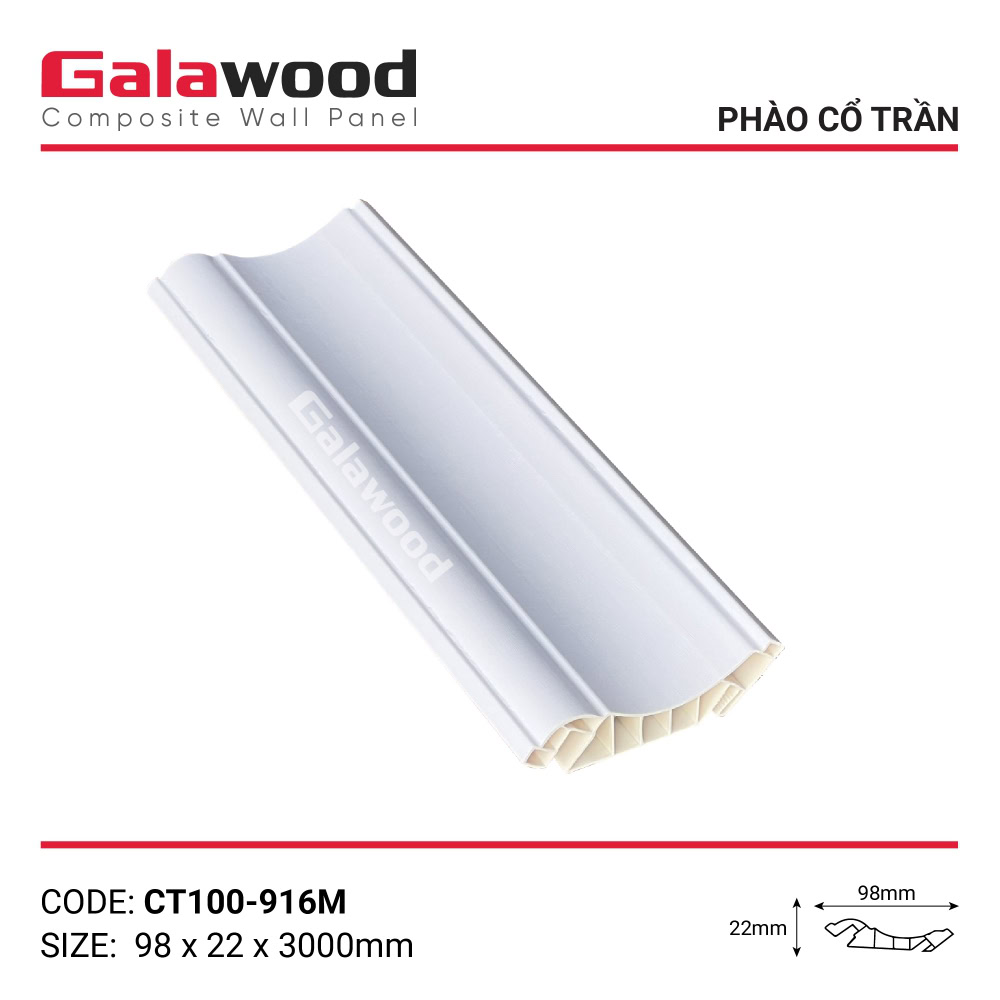 Phào cổ trần trắng vân giấy mã CT100-916M Phào cổ trần trắng vân giấy mã CT100-916M
