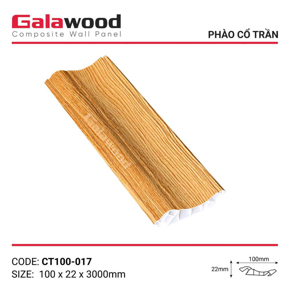 Phào cổ trần vàng vân gỗ đậm mã CT100-017