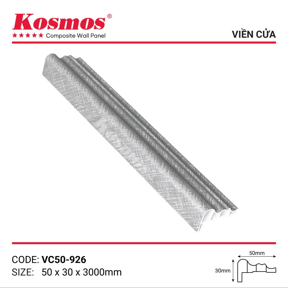 Phào viền cửa kim loại xám bạc xước VC50-926