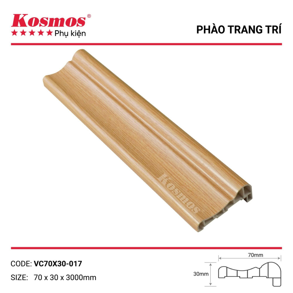 Phào viền cửa vàng đậm mã VC70x30-017

