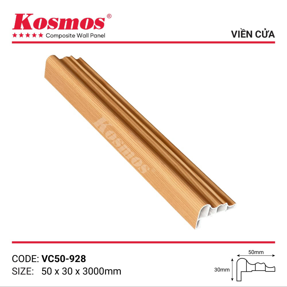 Phào viền cửa vàng vân gỗ đậm VC50-928
