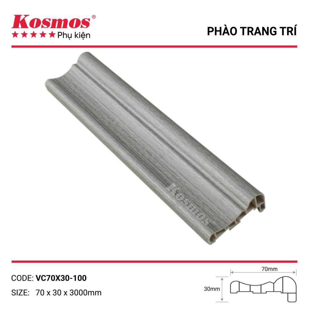 Phào viền cửa xám sọc thẳng VC70x30-100
