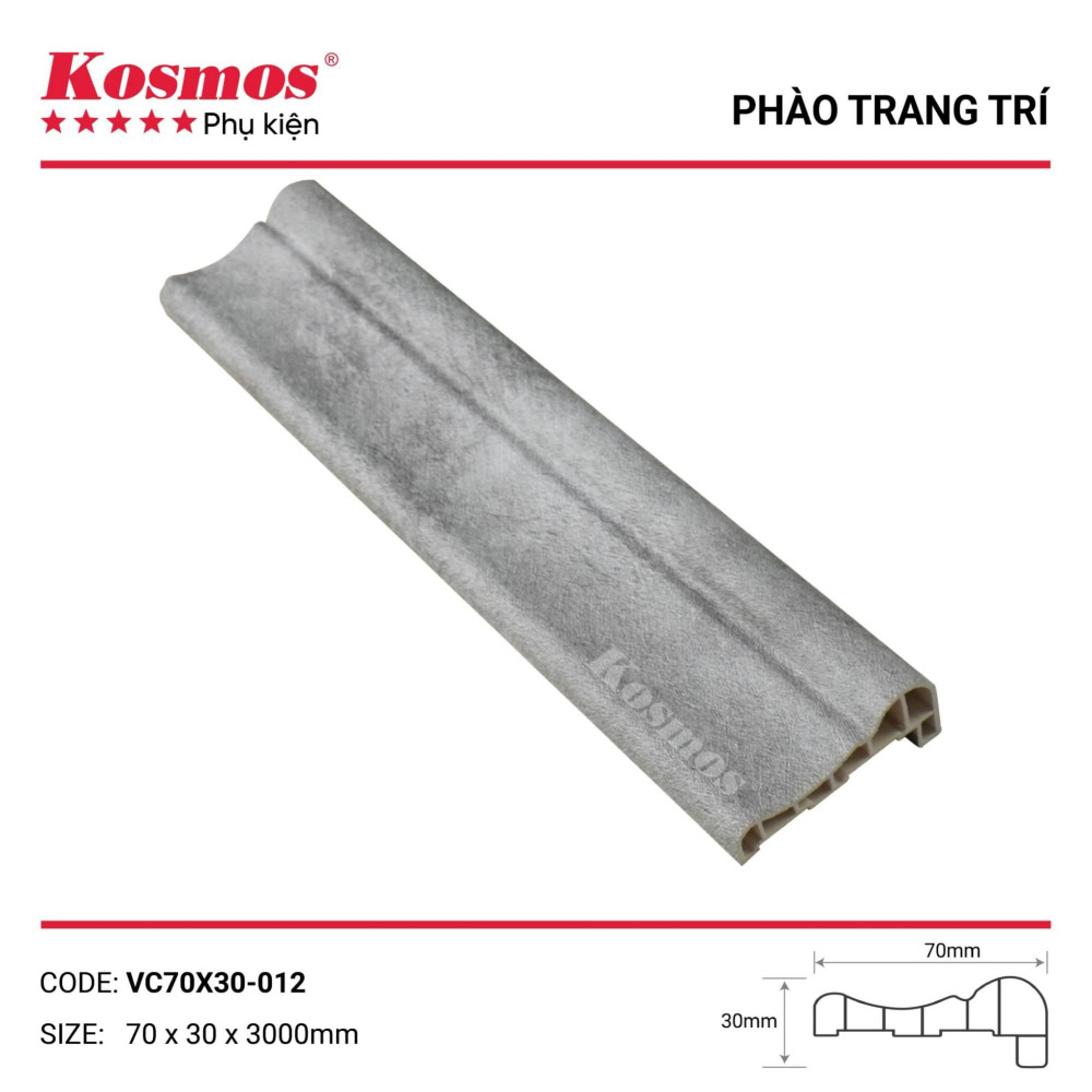 Phào viền cửa xám xi măng VC70x30-012
