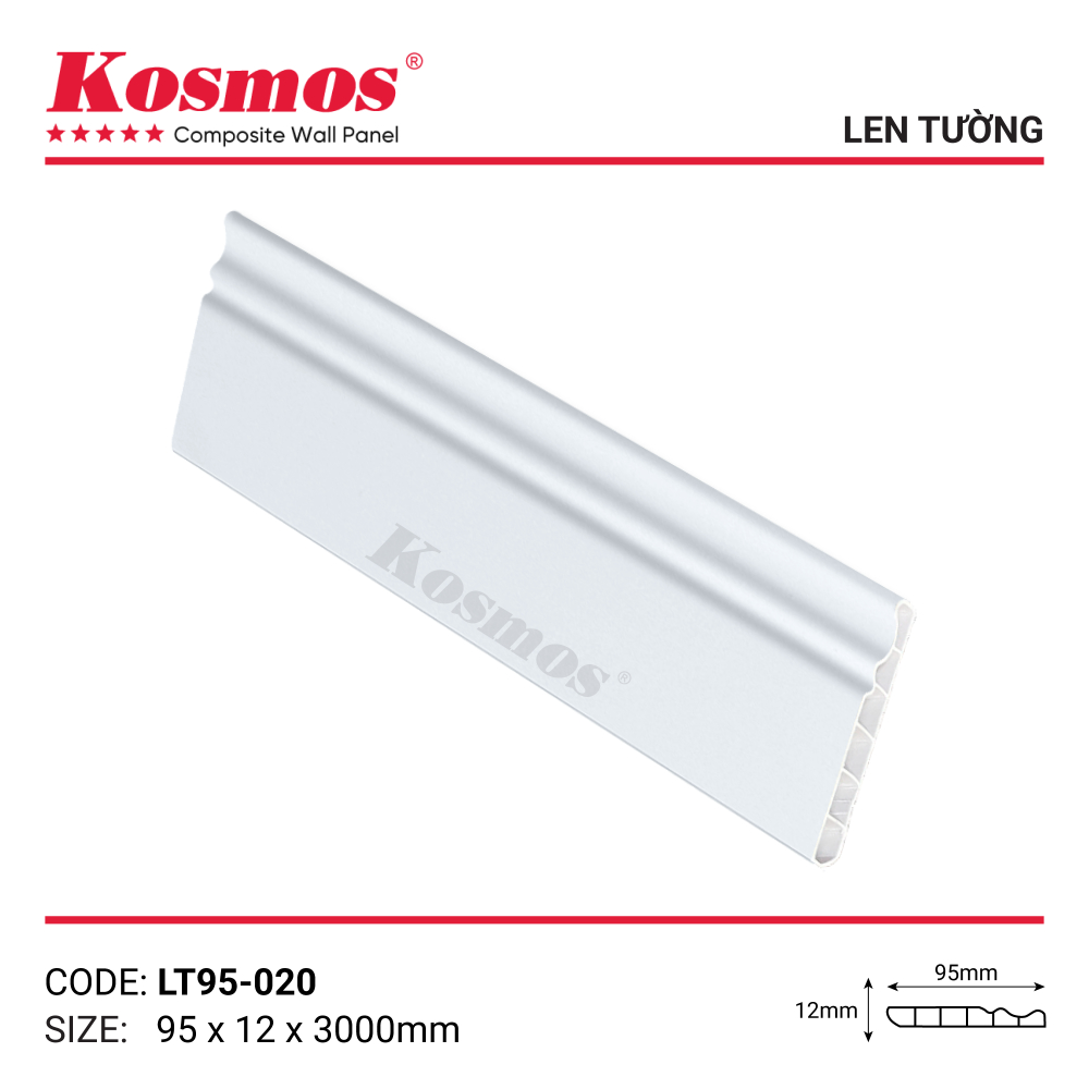 Phụ kiện len chân tường màu trắng đơn sắc LT95-020