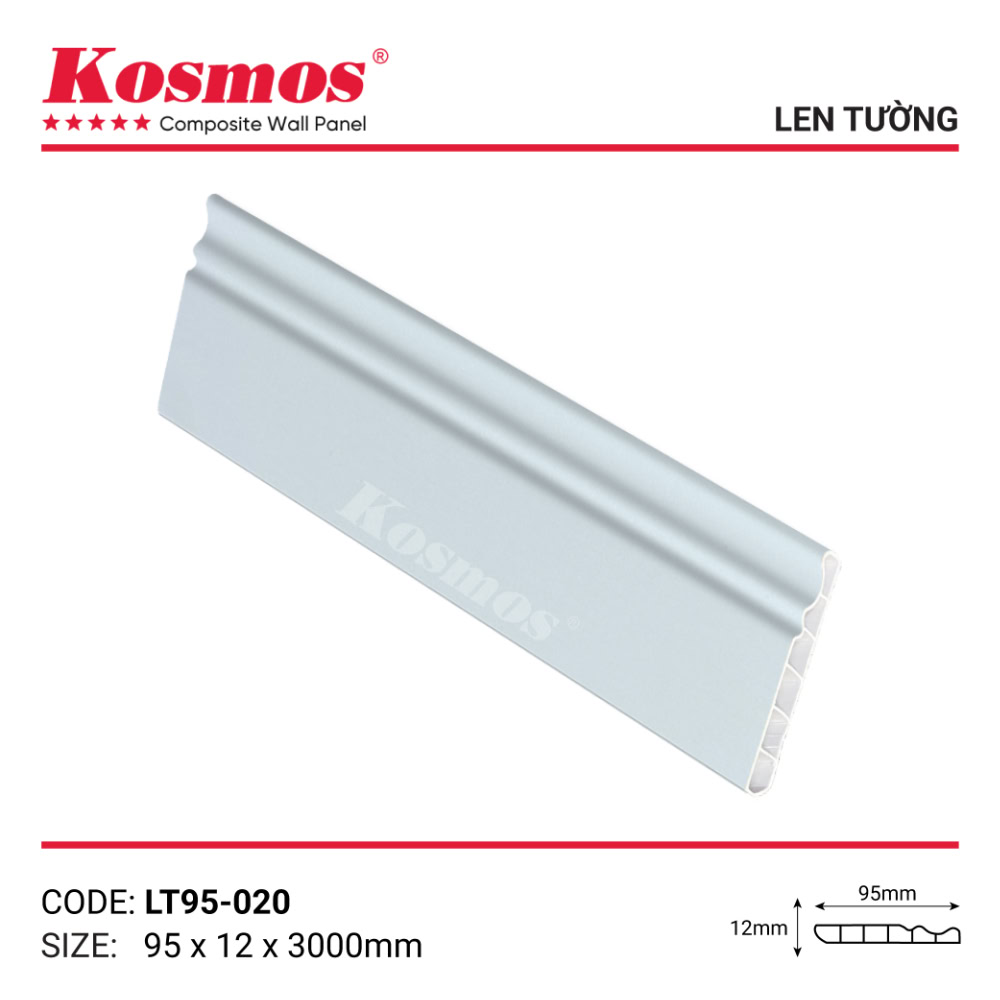 Phụ kiện len chân tường màu trắng đơn sắc LT95-020