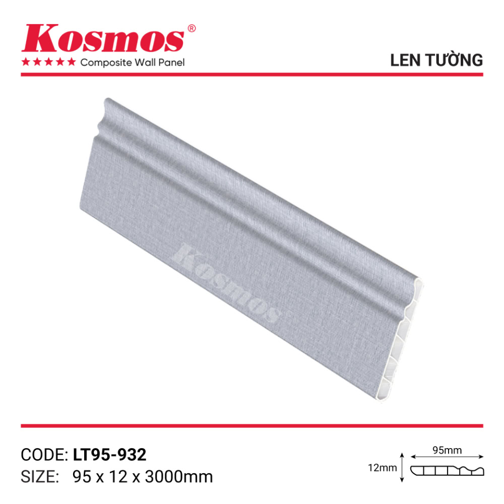 Phụ kiện len tường vân vải xám mã LT95-932