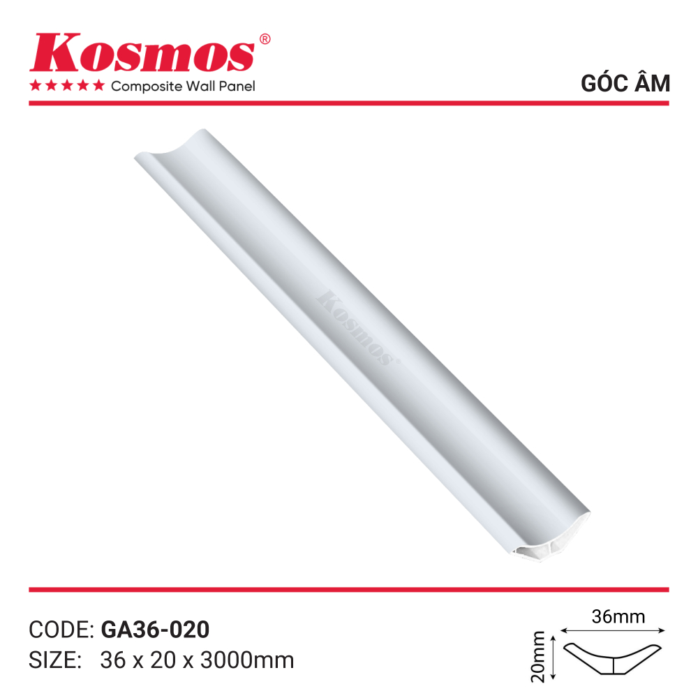 Phụ kiện nẹp góc âm GA36-020 màu trắng đơn sắc