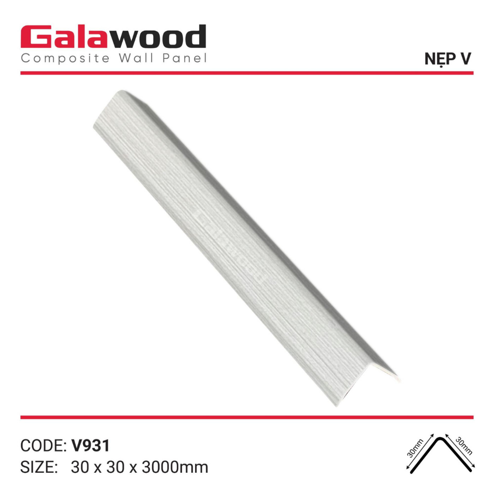 Phụ kiện nẹp nhựa chữ V Galawood V-931 trắng kem vân vải