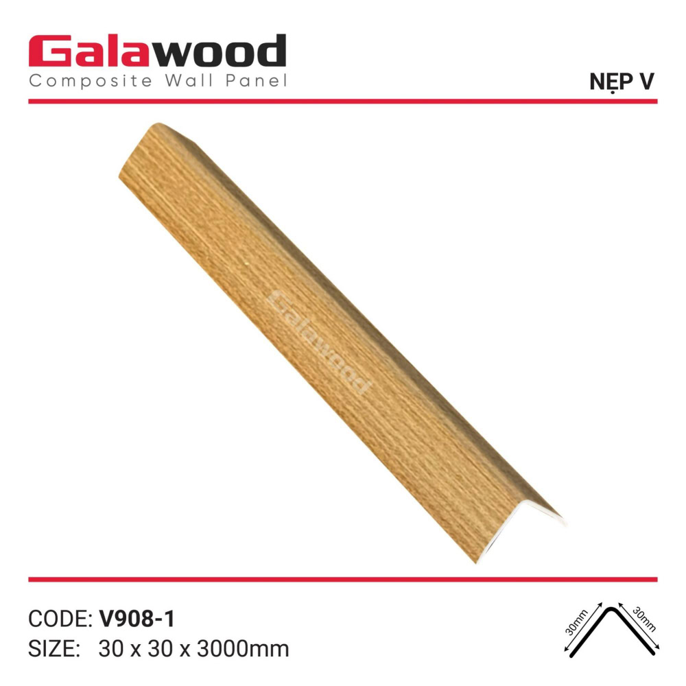 Phụ kiện nẹp V V-908-1 vàng sồi đậm Galawood
