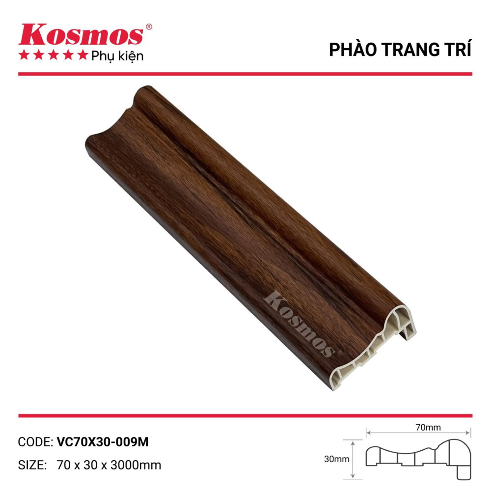Phụ kiện phào viền cửa màu nâu mã VC70x30-009M
