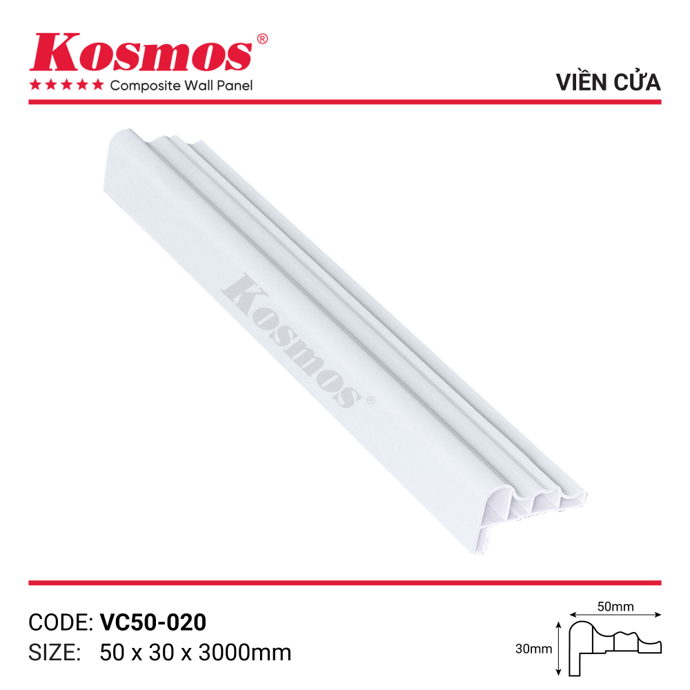 Phụ kiện phào viền cửa trắng đơn sắc VC50-020
